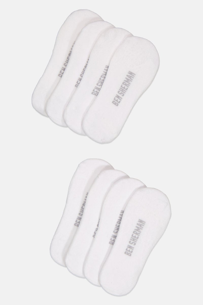 Men 8 Pairs Brand Logo No Show Cut Socks, White