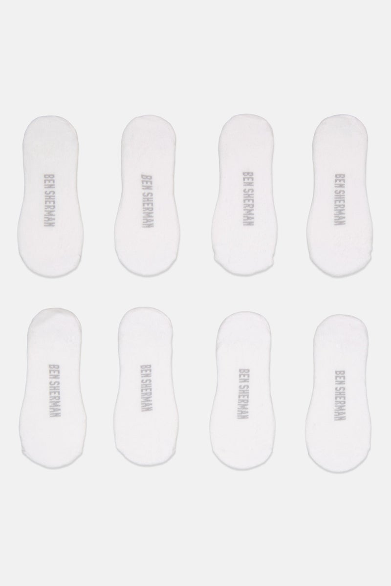 Men 8 Pairs Brand Logo No Show Cut Socks, White