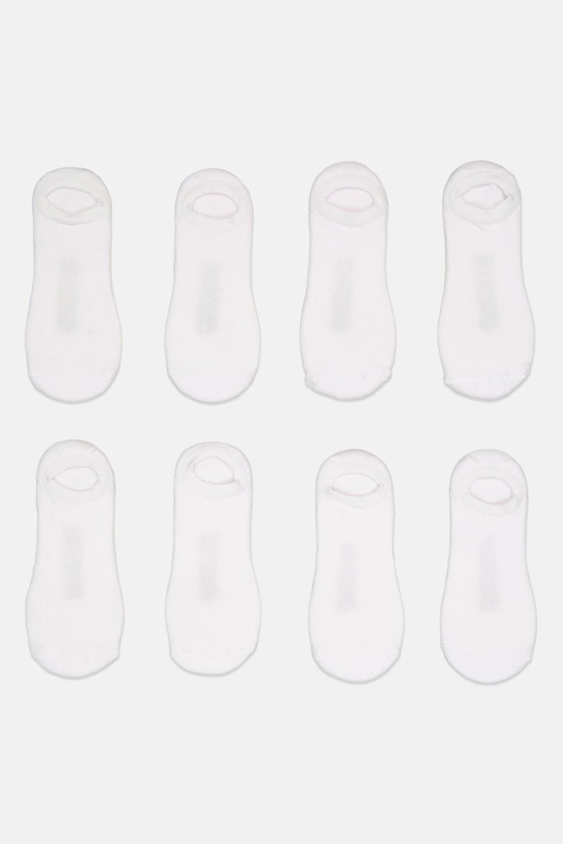 Men 8 Pairs Brand Logo No Show Cut Socks, White