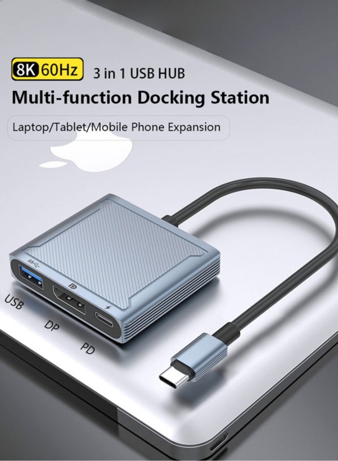 Chixing USB C Hub with PD Charging, Type C to HDMI 4K Adapter, USB Hub 3.0 5Gbps Data Transfer Ports, Compatible for MacBook, iPad, Desktop, Laptop Silver - Image 1