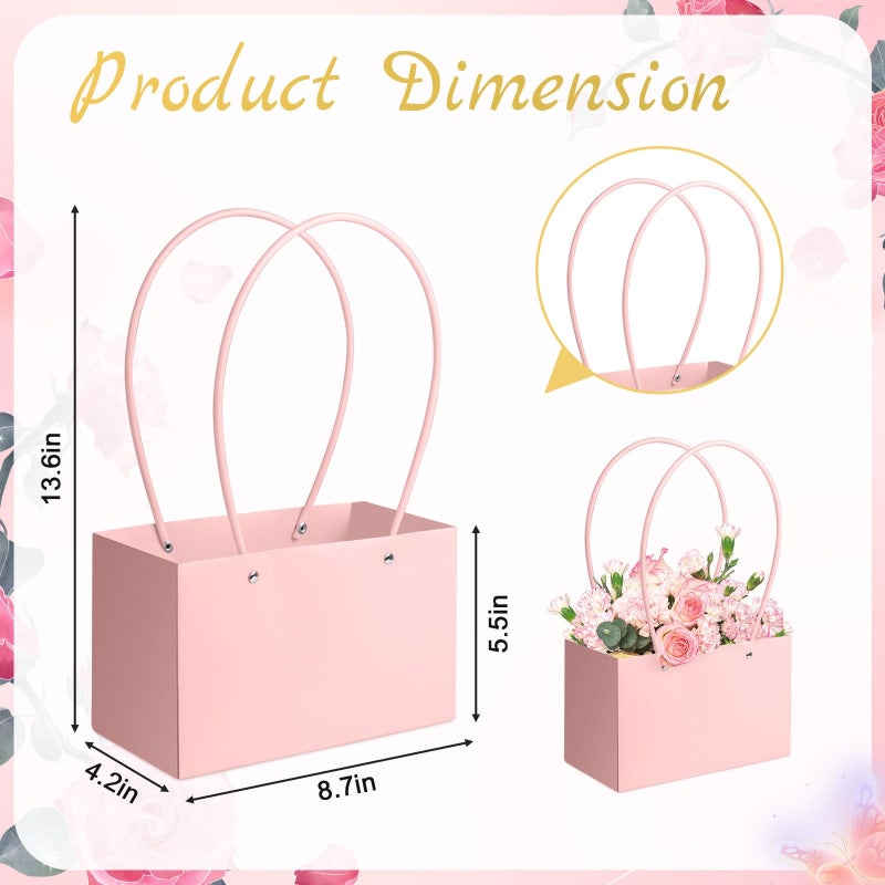 Floral Gift Bag Set 20-Pack 8.7 X 5.5 X 4.2 Inches High Capacity - Sturdy Thick Cardboard Collapsible Paper Floral Gift Bag for Weddings, Valentine's Day, Home DIYers and Event Planners - Image 2