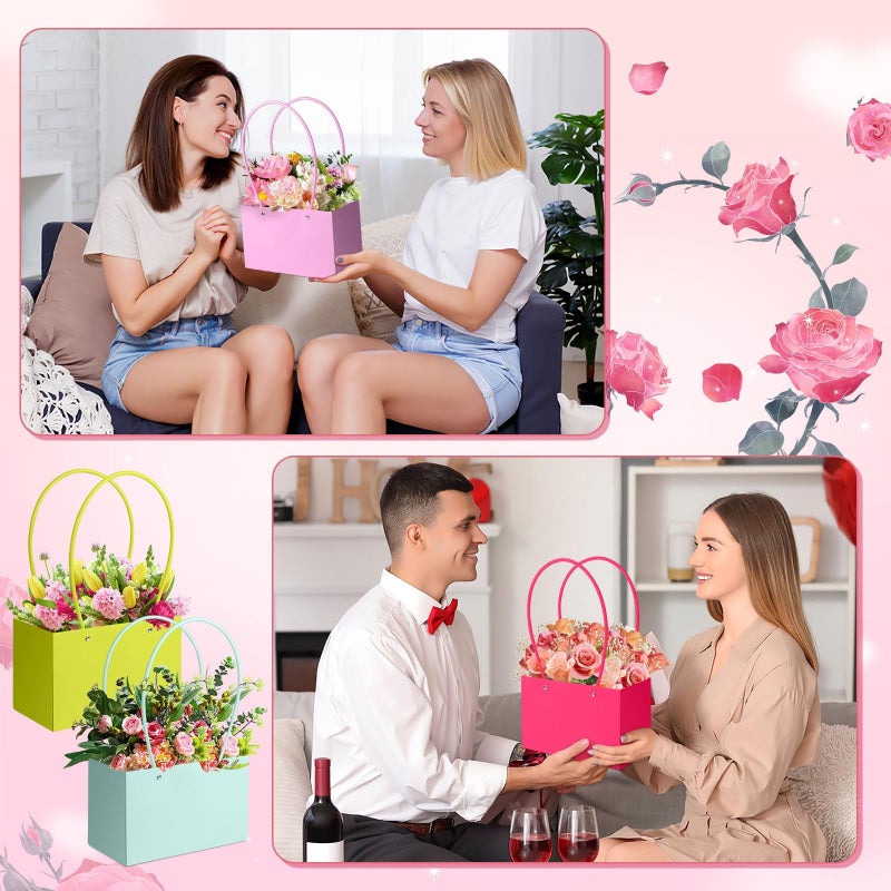Floral Gift Bag Set 20-Pack 8.7 X 5.5 X 4.2 Inches High Capacity - Sturdy Thick Cardboard Collapsible Paper Floral Gift Bag for Weddings, Valentine's Day, Home DIYers and Event Planners - Image 3