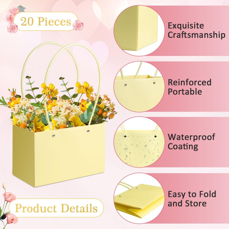 Floral Gift Bag Set 20-Pack 8.7 X 5.5 X 4.2 Inches High Capacity - Sturdy Thick Cardboard Collapsible Paper Floral Gift Bag for Weddings, Valentine's Day, Home DIYers and Event Planners - Image 4