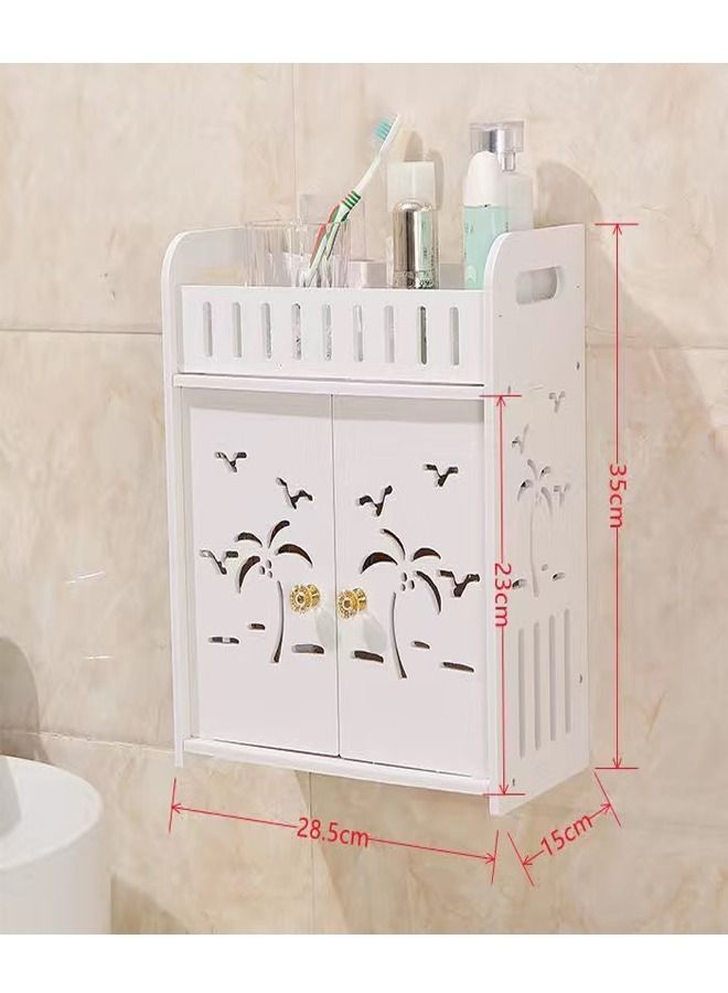 C&C Home Bathroom Storage Shelf Cabinet Rack White - Image 2