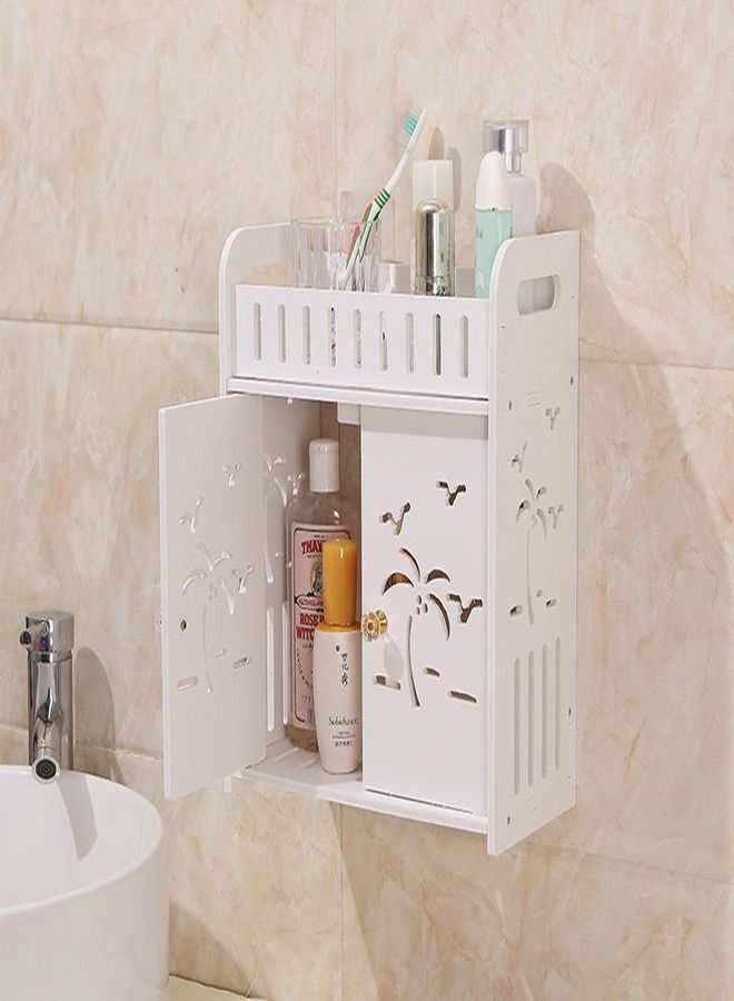C&C Home Bathroom Storage Shelf Cabinet Rack White - Image 1
