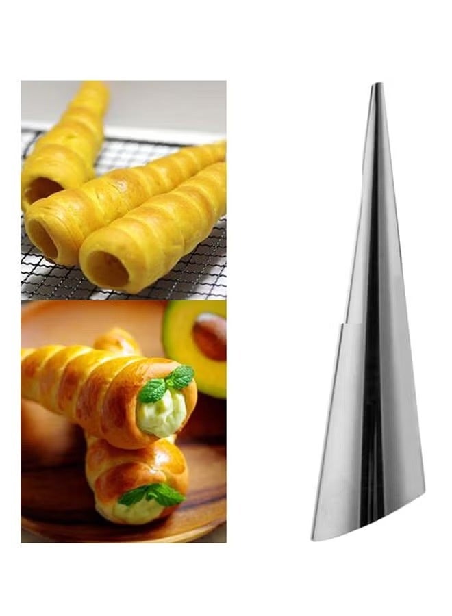 Liying 4-Piece Spiral Croissants Pastry Conical Tube Baking Mold Silver 3x3x14centimeter - Image 2