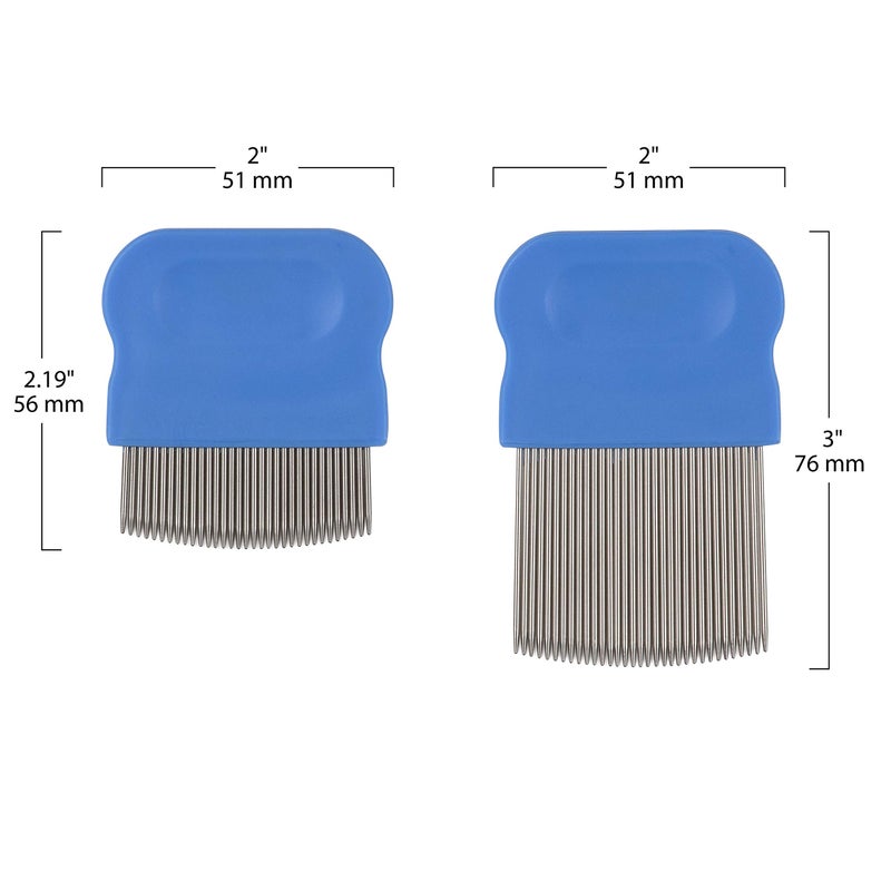 Ezy Dose Kids Lice and Eggs Comb | Hair Care for Baby, Toddler, Adult | Stainless Steel Pin Teeth | Pack of 2 (Short/Long) - Image 4