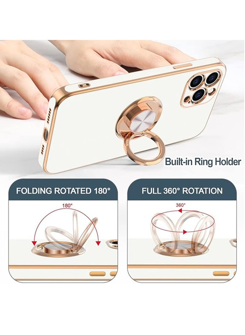 WRISTWISE Case Cover for iPhone 12 Pro Max with Ring Stand [360° Rotatable Ring Holder Magnetic Kickstand] [Soft Microfiber Lining] Plating Rose Gold Edge Shockproof Protective Phone Cases Cover - Image 4