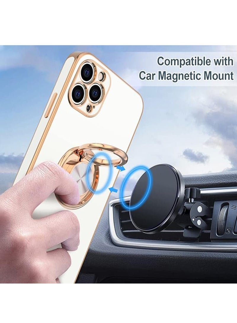 WRISTWISE Case Cover for iPhone 12 Pro Max with Ring Stand [360° Rotatable Ring Holder Magnetic Kickstand] [Soft Microfiber Lining] Plating Rose Gold Edge Shockproof Protective Phone Cases Cover - Image 5