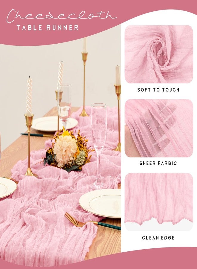 YMHPRIDE 8 Pack Cheesecloth Table Runner 35 x 120 inch Long Boho Cheese Cloth Gauze Table Runners Semi Sheer 10FT Table Runner for Wedding Decor, Bridal Shower, Birthday Party, Table Decor (Light Pink) - Image 4