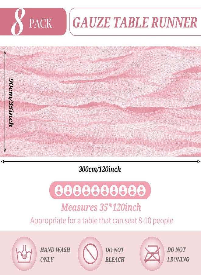 YMHPRIDE 8 Pack Cheesecloth Table Runner 35 x 120 inch Long Boho Cheese Cloth Gauze Table Runners Semi Sheer 10FT Table Runner for Wedding Decor, Bridal Shower, Birthday Party, Table Decor (Light Pink) - Image 2