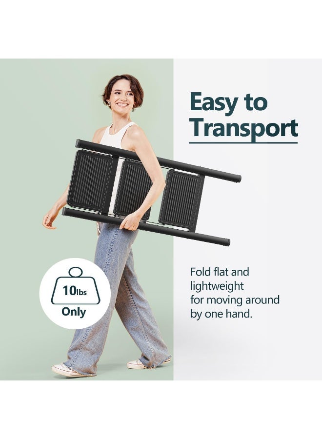 MOMENT سلم قابل للطي 3 خطوات، ستيول قوي 150 كجم صغير للبالغين، سلم مطبخ متعدد الاستخدامات من الفولاذ الكامل أكثر أمانًا للمنزل، سلم خطوة لخزانة مع دواسات عريضة مضادة للانزلاق، أسود - Image 4