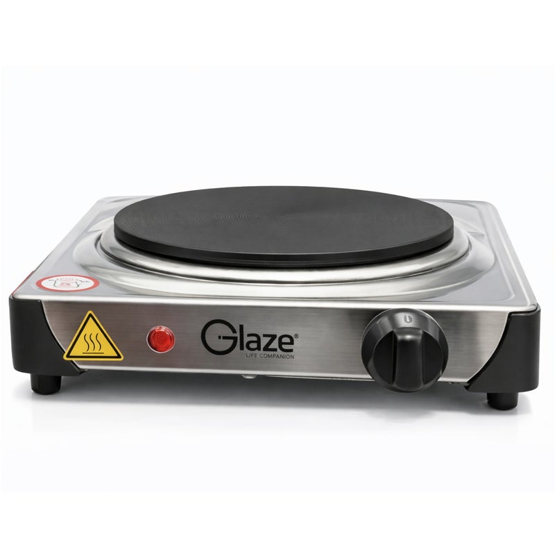جليز صحن تسخين كهربائي 1500 واط بشعلة واحدة – مع منظم حرارة قابل للتعديل ومؤشر طاقة | صحن ساخن محمول للطاولة GL886HP، مع ضمان لمدة سنتين. - Image 1