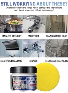 WILLIAM WEIR 3-In-1 Stainless Steel Cleaner Wax Multifunctional Polishing Grind and Clean Cream Remove Rust Stains Scorch Limescale for Kitchen Sinks Taps Cookware Stove Tops Refrigerators and Home Appliances  - Image 2
