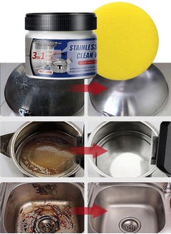 WILLIAM WEIR 3-In-1 Stainless Steel Cleaner Wax Multifunctional Polishing Grind and Clean Cream Remove Rust Stains Scorch Limescale for Kitchen Sinks Taps Cookware Stove Tops Refrigerators and Home Appliances  - Image 5