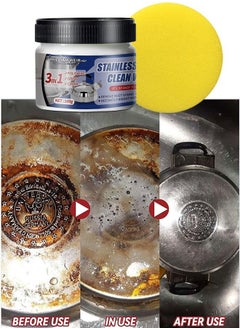 WILLIAM WEIR 3-In-1 Stainless Steel Cleaner Wax Multifunctional Polishing Grind and Clean Cream Remove Rust Stains Scorch Limescale for Kitchen Sinks Taps Cookware Stove Tops Refrigerators and Home Appliances  - Image 4
