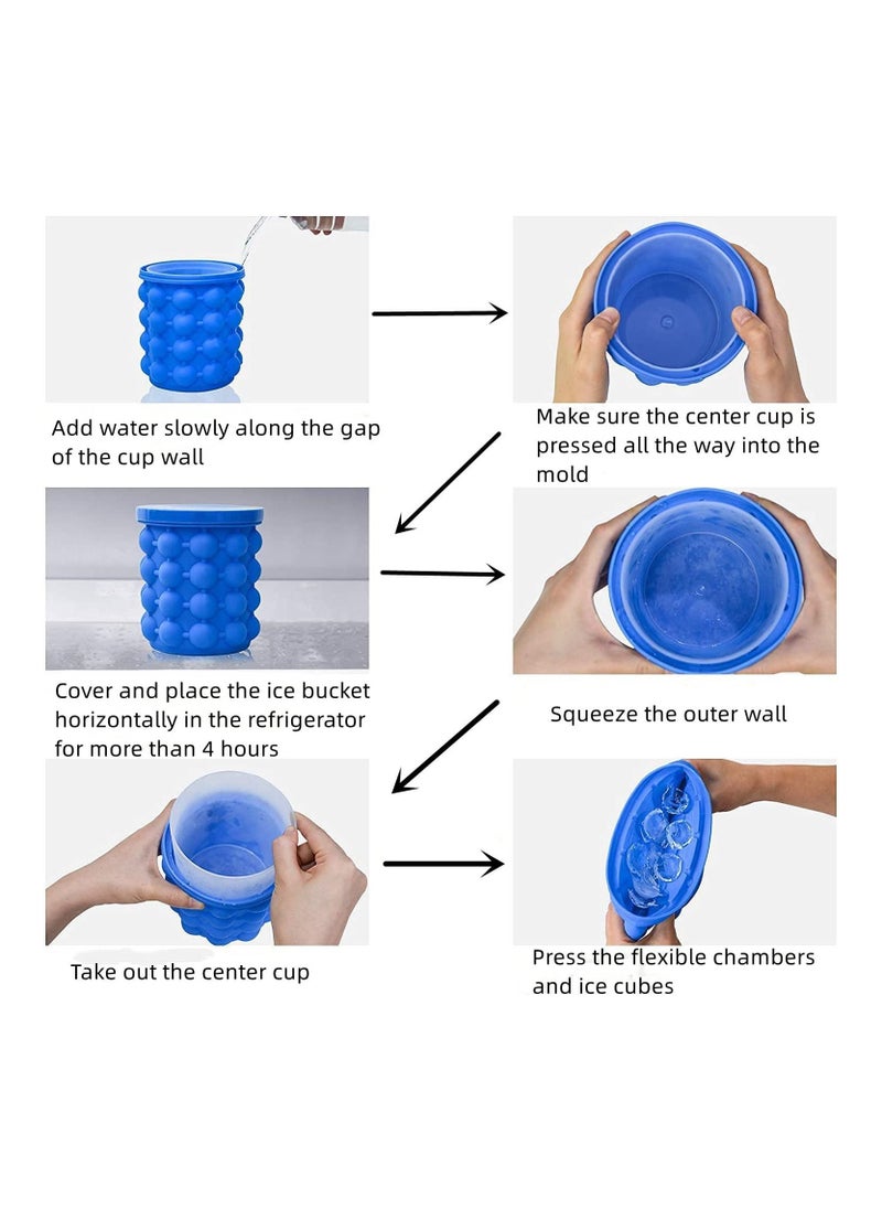 AMM - Ice Cube Maker Genie Space Saving Nontoxic Easy Release Ice Bucket with Airtight Lid for Odorless Magic Ice Cubes Revolutionize Your Ice Making with Silicone Ice Cube Maker Genie - Image 1