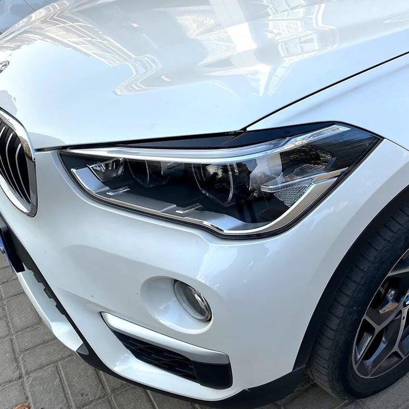 QASULER Gloss Black Headlight Eyebrow Trim for BMW X1 F48 - Image 4