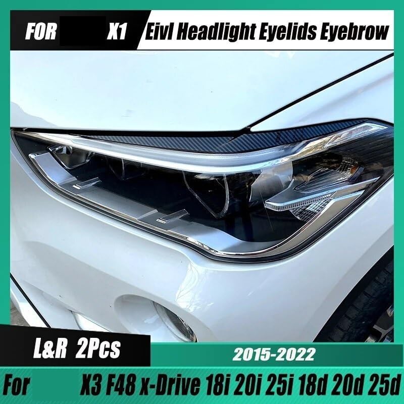 QASULER Gloss Black Headlight Eyebrow Trim for BMW X1 F48 - Image 2