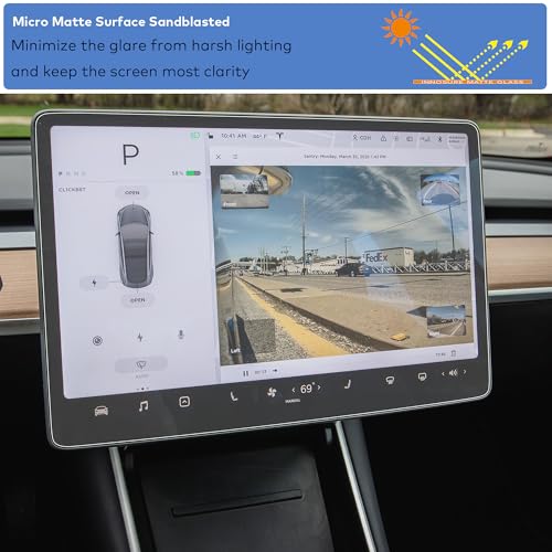 INNOSURE Anti Glare Tempered Glass Screen Protector designed for Tesla Model 3 (2017-2023), Model Y (2021-2025) Infotainment 15-Inch Touchscreen [9H] [No Fingerprint] (Matte) - Image 4