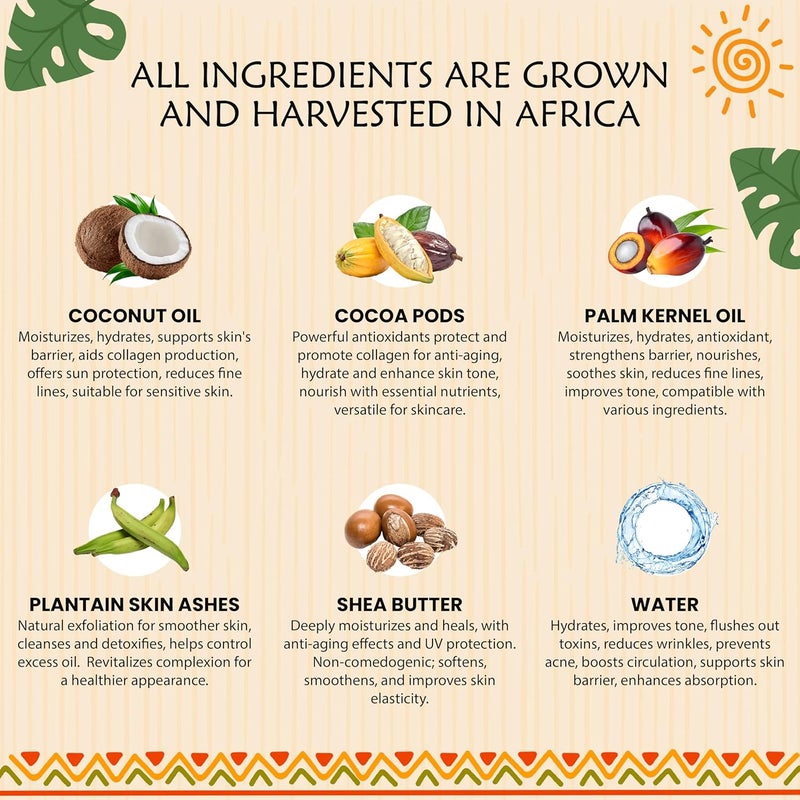 Plant Guru صابون أفريقي أسود خام 5 أونصات 100% طبيعي من غانا علاج حب الشباب يساعد ضد الإكزيما والصدفية وجفاف الجلد والندوب والبقع الداكنة رائع للبثور والرؤوس السوداء وغسل الوجه والجسم - Image 4