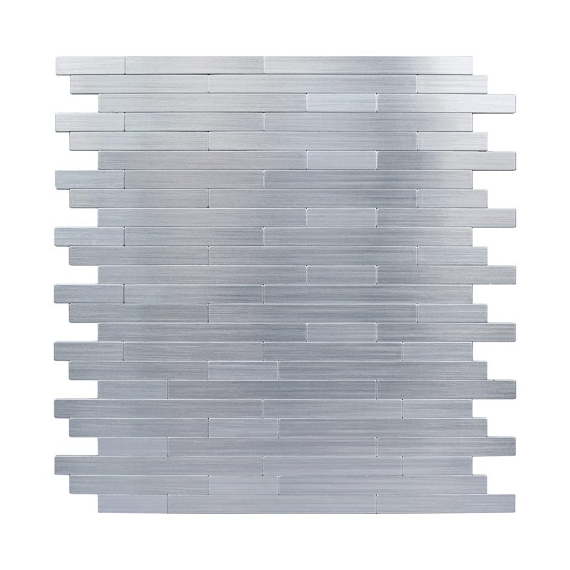 Kitchen Backsplash Tiles Peel and Stick Stainless Steel Backsplash Brushed Aluminum Mini Subway Mosaic Wall Tiles 12 Sheets Linear