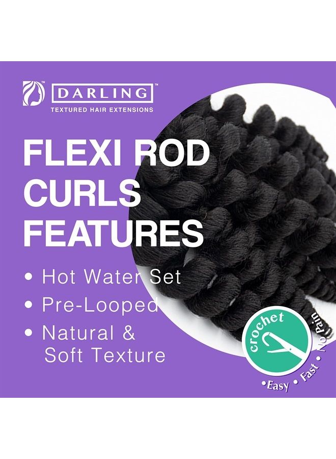Darling Flexi Rod Curls 6X Crochet Hair Extensions, (3 packs of 2x per pack), Natural & Soft Texture, Fluffy Wand Curl, 14 Inch, 1B - Image 4
