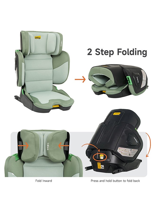 Jovikids - Cabin Size Portable Rober i-Size Car Seat With ISOFIX, 100 - 150 CM (Approx. 3 to 12 Years), Adjustbale Height And Width, ECE R129, Green - Image 1