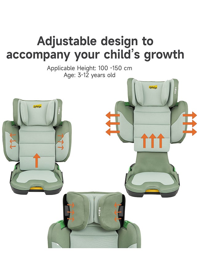 Jovikids - Cabin Size Portable Rober i-Size Car Seat With ISOFIX, 100 - 150 CM (Approx. 3 to 12 Years), Adjustbale Height And Width, ECE R129, Green - Image 1