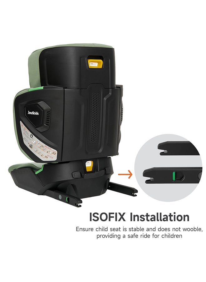 Jovikids - Cabin Size Portable Rober i-Size Car Seat With ISOFIX, 100 - 150 CM (Approx. 3 to 12 Years), Adjustbale Height And Width, ECE R129, Green - Image 1
