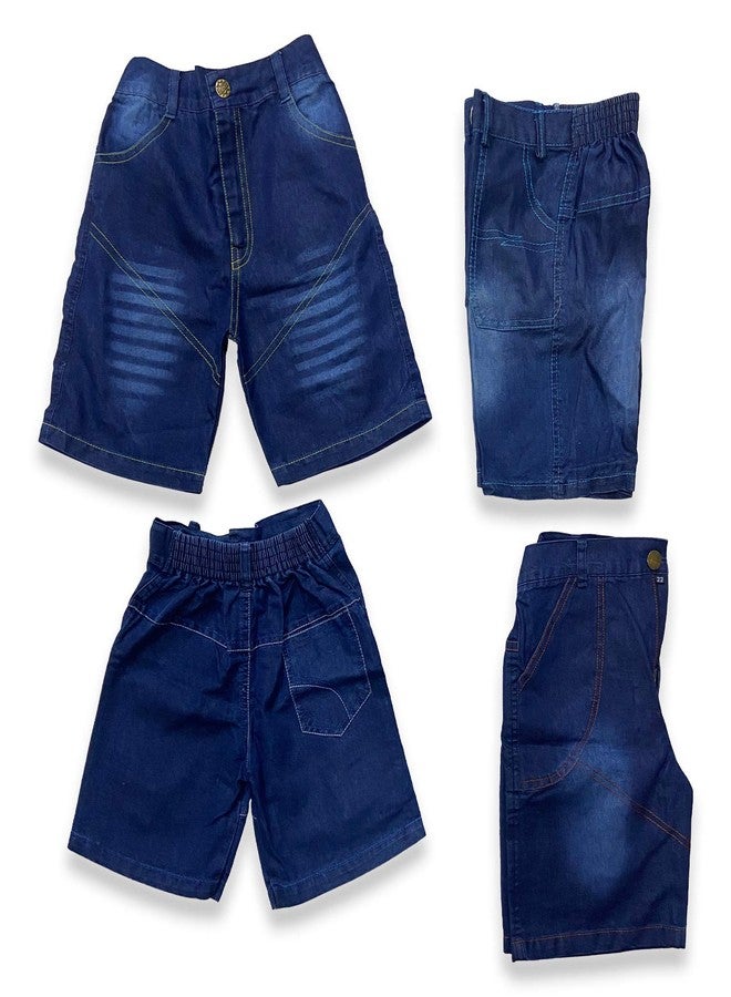 MURLI Baby Boys Regular fit Stretchable Cotton Denim 3/4 Shorts Washed Silky Knee Length Denim Shorts for Kids (Pack of 2, 2 Years - 3 Years) - Image 2