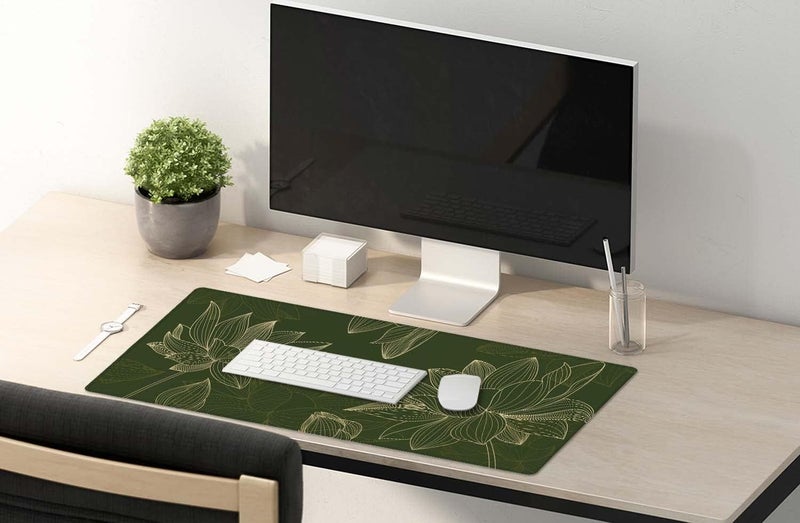 SSOIU Green Floral Desk Mat - Modern Gaming Mouse Pad, Large XXL Size, 35.5" x 15.7 - Image 5