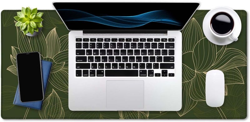 SSOIU Green Floral Desk Mat - Modern Gaming Mouse Pad, Large XXL Size, 35.5" x 15.7 - Image 4