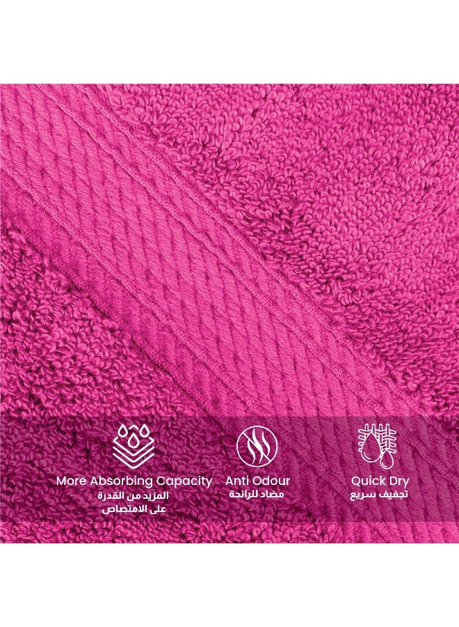 ريست REST Bath Sheet   Set of 2 Fuchsia Pink Cotton Bath Sheet  100x150cm , 39x59 inch Absorbent Cotton Hotel Quality Quick-Dry Durable Comfortable Stylish Thick Bath Sheet Set Machine Washable - Image 3