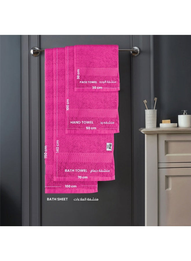 ريست REST Bath Sheet   Set of 2 Fuchsia Pink Cotton Bath Sheet  100x150cm , 39x59 inch Absorbent Cotton Hotel Quality Quick-Dry Durable Comfortable Stylish Thick Bath Sheet Set Machine Washable - Image 2