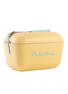 Polarbox Polarbox® 12 L Ice Box - Portable - Rigid Thermal Insulated Cooler Box - For Outdoor Beach Picnic, Party Drinks & Food Use - Storage Box - Pop - Yellow/Cyan Cooler with Cyan Leather Strap  - Image 1