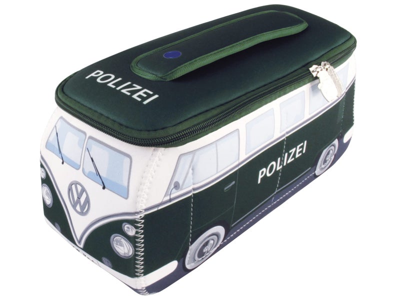 BRISA VW Collection - Volkswagen Neoprene Universal Makeup Cosmetics Toiletry Travel Pharmacy Bag in T1 Bus Design (Police/Green) (Small (9.1 x 4.3 x 3.1 inches)) - Image 1