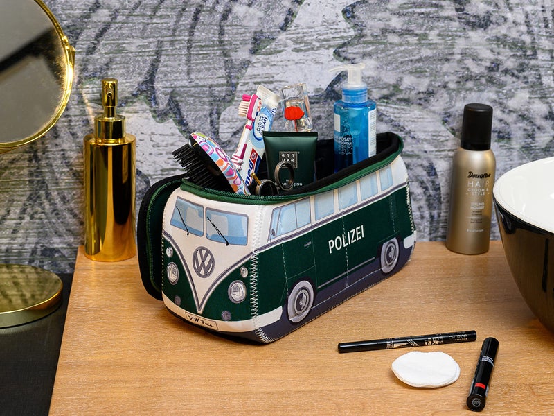 BRISA VW Collection - Volkswagen Neoprene Universal Makeup Cosmetics Toiletry Travel Pharmacy Bag in T1 Bus Design (Police/Green) (Small (9.1 x 4.3 x 3.1 inches)) - Image 4
