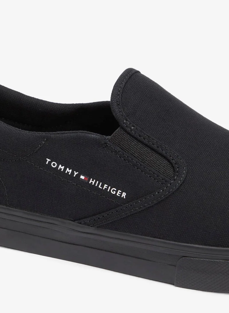 Tommy Hilfiger Black Canvas Slip-On Shoes for Men | Best Price UAE