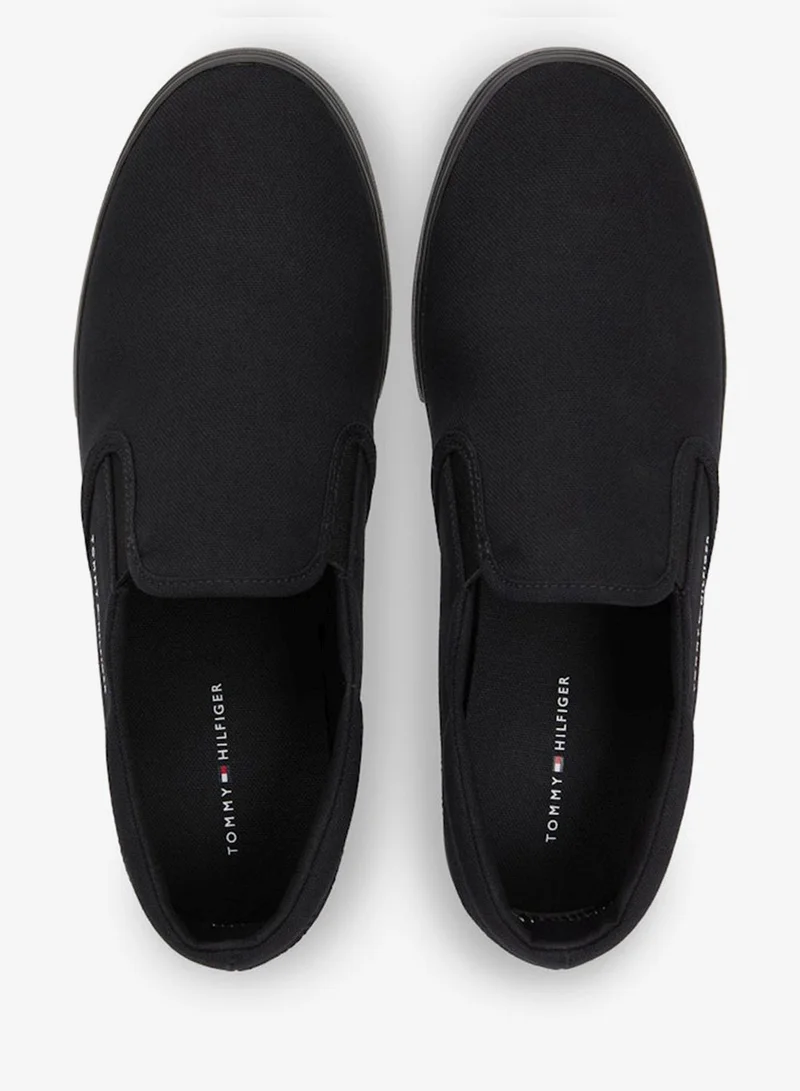 Tommy Hilfiger Black Canvas Slip-On Shoes for Men | Best Price UAE