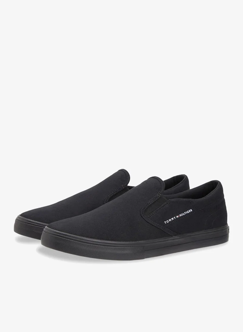 Tommy Hilfiger Black Canvas Slip-On Shoes for Men | Best Price UAE