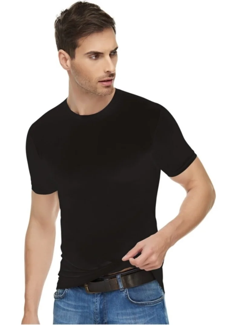Tutku Elit 1301 Elestan Men's Single O Neck Undershirt Black