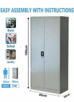 Living Metal Locker Cupboard With 5 Shelves 2 Door Light Weight  Lateral 2 Door Filing Storage Cabinet 180*85*39 CM  - Image 2