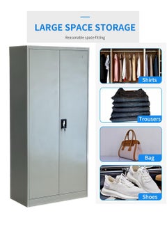 Living Metal Locker Cupboard With 5 Shelves 2 Door Light Weight  Lateral 2 Door Filing Storage Cabinet 180*85*39 CM  - Image 1