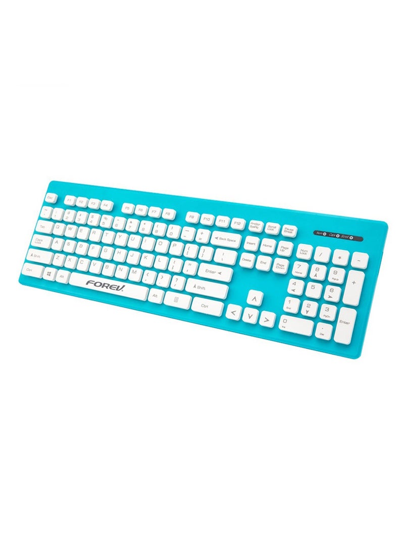 Forev Wired Keyboard FV-MK3 Ultra-Thin Waterproof , White Blue  - Image 2