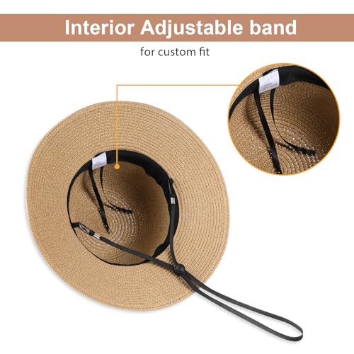 Tavaleu Beach Hats for Women - Sun Hat Womens, Wide Brim Straw Womens Sun Hat with Wind Lanyard Roll Up, Foldable Beach Hat UV Protection - Image 4
