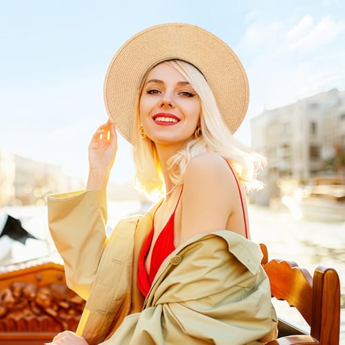 Tavaleu Beach Hats for Women - Sun Hat Womens, Wide Brim Straw Womens Sun Hat with Wind Lanyard Roll Up, Foldable Beach Hat UV Protection - Image 2