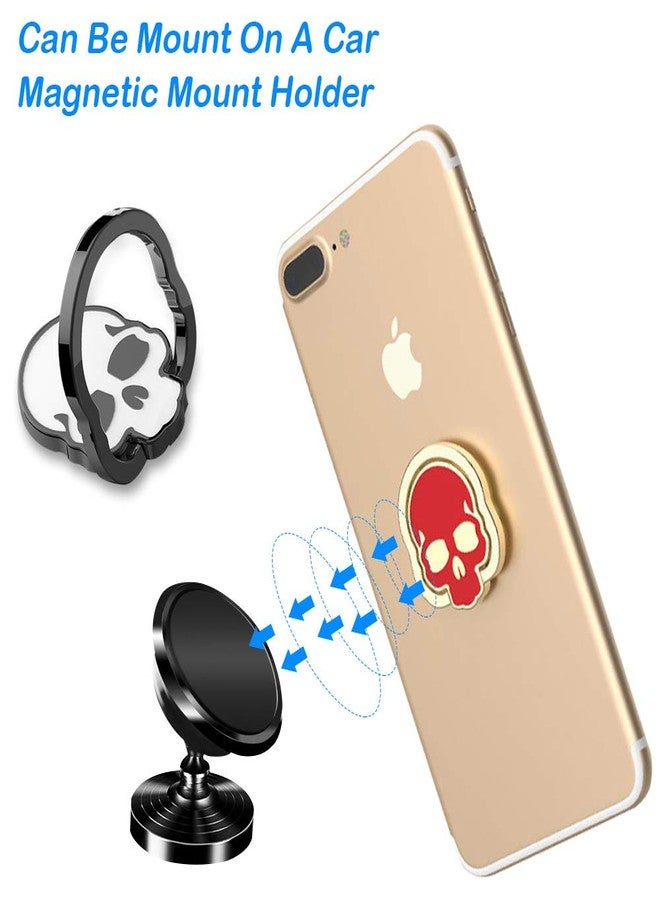 DaKuan 3 Packs Skull Shape Phone Ring Holder in 3 Colors, DaKuan 180° Adjustable Metal Stand Finger Grip Kickstand (Black, White, Red) - Image 5