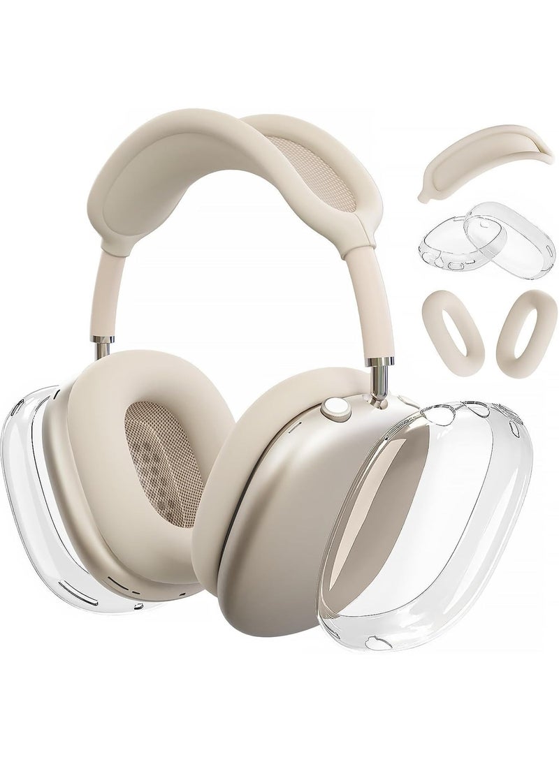 غطاء سيليكون ل AirPods Max (2024/2020)، غطاء TPU ناعم شفاف، أغطية أذن، غطاء رأس ل AirPods Max (USB-C/Lightning)، ملحقات شفافة ل Apple - Image 1