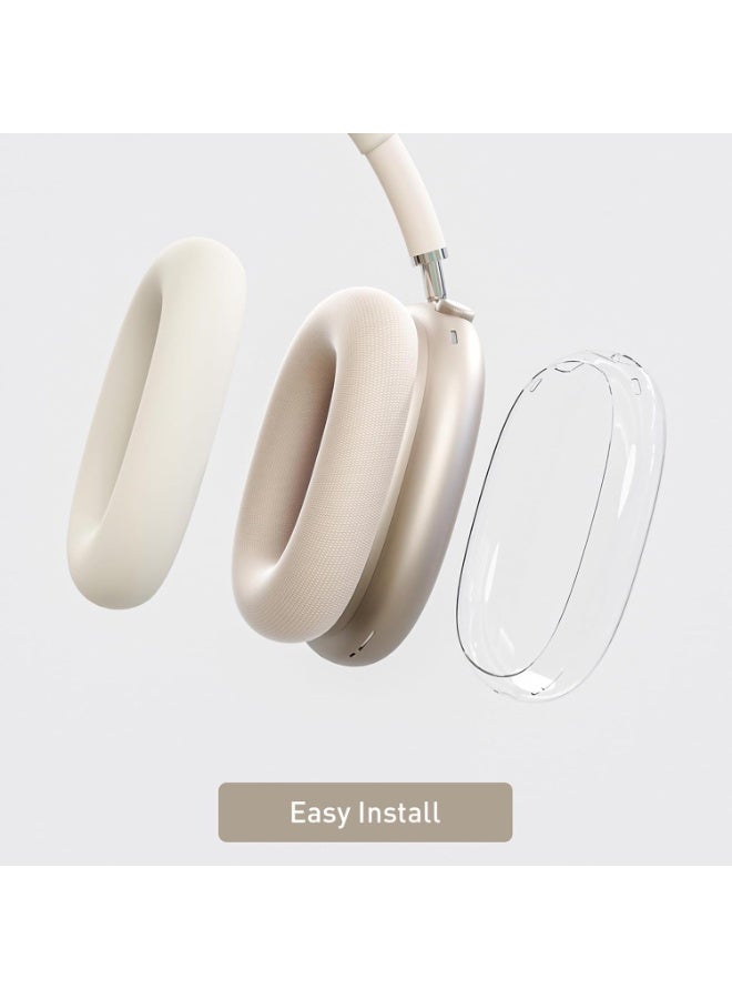 غطاء سيليكون ل AirPods Max (2024/2020)، غطاء TPU ناعم شفاف، أغطية أذن، غطاء رأس ل AirPods Max (USB-C/Lightning)، ملحقات شفافة ل Apple - Image 2